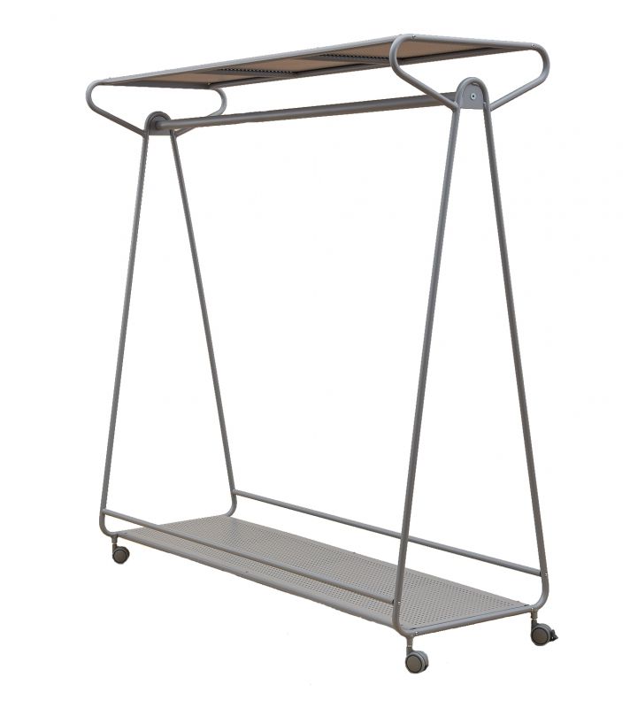 Ellipse Garderobe auf Rollen mit Hut- und Taschenablage Aluminium Segis